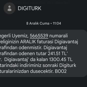 Digiavantaj Digiturk 1.128TL Bakiyemi Hesaptan Silerek Yok Etti