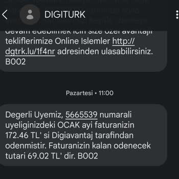 Digiavantaj Digiturk 1.128TL Bakiyemi Hesaptan Silerek Yok Etti
