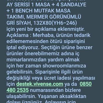 Vivense 4 Ay Geçmesine Rağmen Teslim Edilmeyen Ve İptal Edilen Takım.