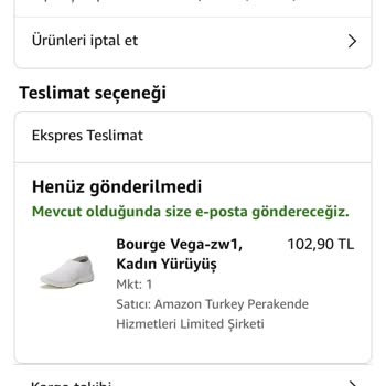 Amazon'da. Aldığım Ürün Kargoya Verilmedi