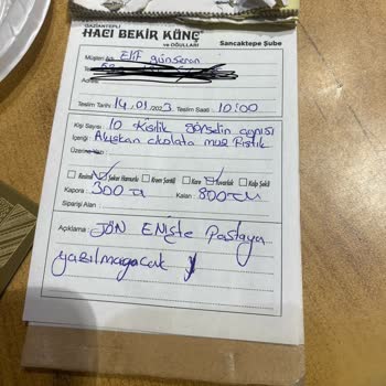 Hacı Bekir Künç Gaziantepli Hacıbekir Künç'ten Özel Olarak Verdiğim Pasta Siparişi