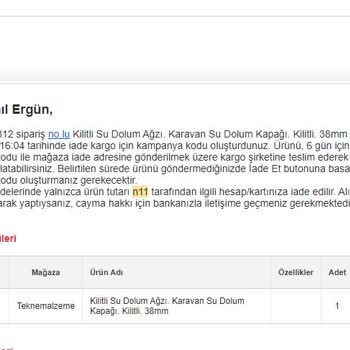 N11 İade Sıkıntısı - Çözüm Merkezi Yavaşlığı