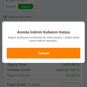 Migros Sanal Market Hata Veriyor