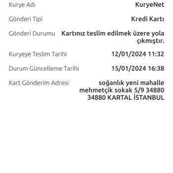 Kuryenet Kart Teslimi Şikayeti