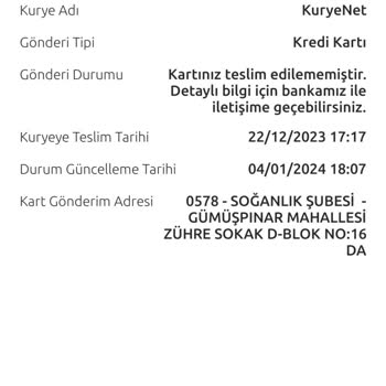 Kuryenet Kart Teslimi Şikayeti