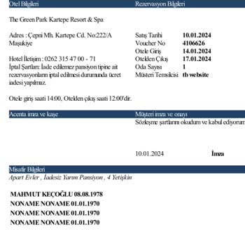 The Green Park Kartepe Resort & Spa Kartepe Kayak Oteli'nde Soğuk Konaklama Şikayeti