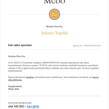 Mudo Siparişin Bilgi Verilmeden İptali