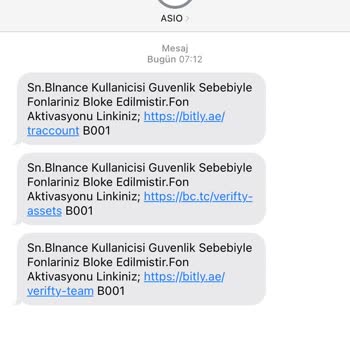 Asio (SMS) Tarafından Gelen Mesaj!