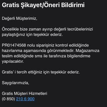 Gratis Online Sipariş Verilen Ürünün Teslim Edilmeden İadeye Alınması