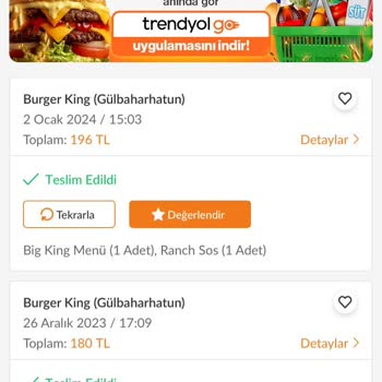 Trendyol Yemek Siparişimden 2 Kere Çekim Yaptı