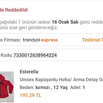 Esterella Çocuk Giyim Firma Tarafından Yollanan Yanlış Ürün Ve İade Edilmeme!