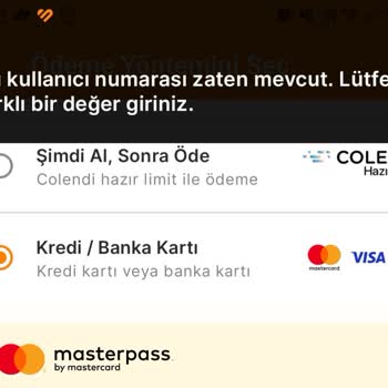 Masterpass Bu Kullanıcı Numarası Zaten Mevcut. Hatası