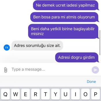 Getir İademi Tarafıma Yansıtmadı