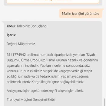Trendyolmilla Eksik Ürün Gönderip Ücret İadesi Yapmıyor