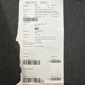 Hotiç Ayakkabı Ayakkabı Tabanındaki Delinme Sonrası Mağazanın Tavrı