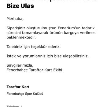 Fenerbahçe Taraftar Kart Fenerbahçe Çark Ödülü