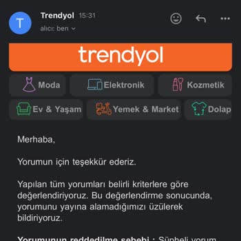 Trendyol Yorum Yapmaya İzin Vermiyor