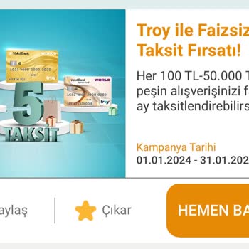 VakıfBank Peşin Harcamaya 5 Taksit Kampanyası