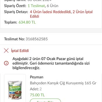 Trendyol Hızlı Market Ücret İadesi