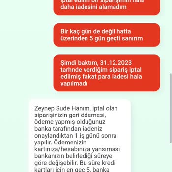 Tıkla Gelsin'den Verdiğim Sipariş İptal Edilip İadesi Yapılmadı