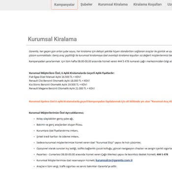 "Garenta" Araç Kiralama Yanıltıcı Hizmet