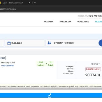 The Garden Beach Hotel Rezervasyon Sorunu Şikayet