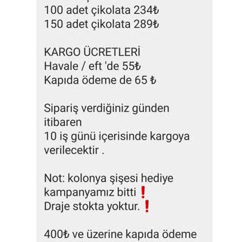 Mellon Çikolata Kargolama Yapılmadı İade Yapılmadı İlgi Yok Dönüş Çok Geç