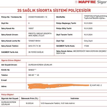 Mapfre Sigorta Fahiş Yüksek Saglık Sigortası