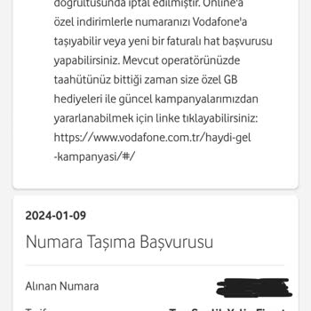 Hattımı Vodafone'a Taşıyamama Sorunu