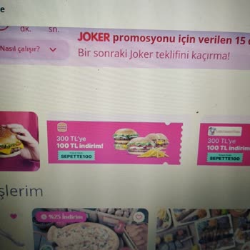 Yemeksepeti Uygulamada Belirtilen Promosyon İndiriminin Uygulanmaması