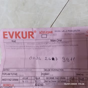 Hoover Teslimatı Geciken Kurutma Makinesi İle İlgili Şikayet