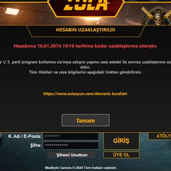 Zula Hesabımın Sebepsiz Ban Yemesi.
