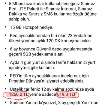 Yok Artık Bu Ne Zammı Vodafone (Limitsiz Red'li Elite Özel)