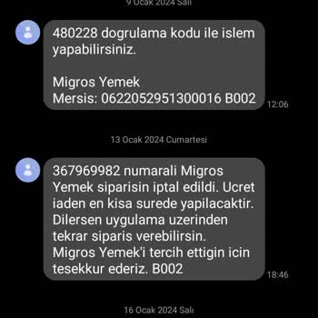 Migros Yemekle İlgili Şikayetim