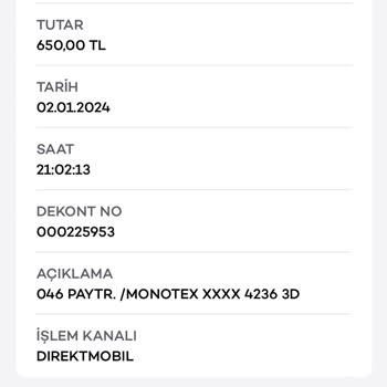 Monotex Aldığım Ürünü Göndermiyor