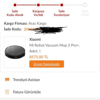Trendyol Xiaomi Robot Süpürge Mop 2 Pro