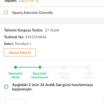 Trendyol Sipariş Durumu Güncellemesi Beklentisi