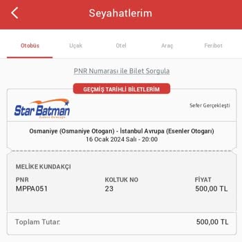 Şehirler Arası Otobüs Star Batman Fırması