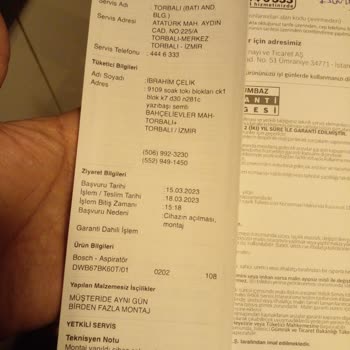 Bosch Beyaz Eşya Teknik Servis Şikayeti