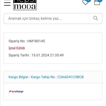 Hepsi Moda Paramın İade Edilmesini İstiyorum