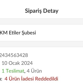 istegelsin Teslim Edilmeyen Sipariş