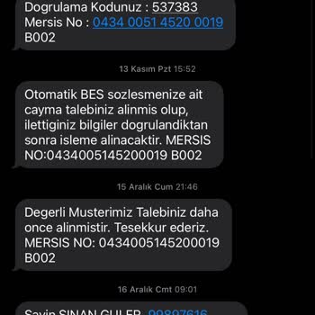 Türkiye Hayat Emeklilik BES İademi Sağlamadı