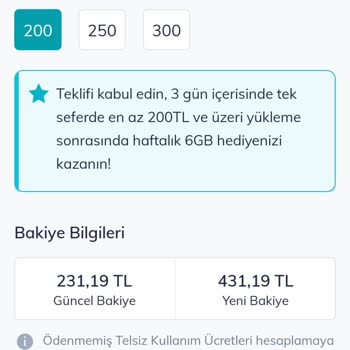 Bimcell Hattıma 200 TL Yükledim Hediye GB Yok