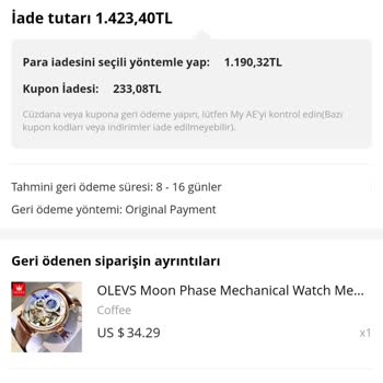 Aliexpress Geri İade Edilmedi Param