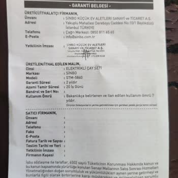 Sinbo Çaycı 1 Haftalık Ürün Sürekli Kireç Yapıyor