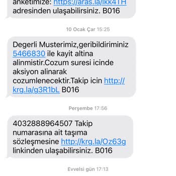 Aras Kargo Teslimat Ve İletişim Sorunu