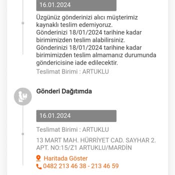 Mardin Artuklu MNG Kargo Adrese Gelmiyor