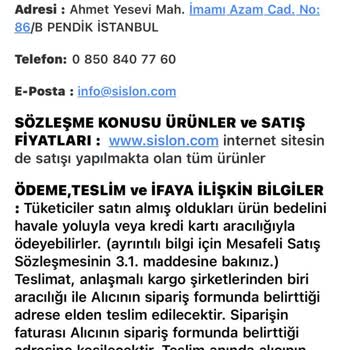 Sislon Firması Satın Aldığım Ürünü 34 Gündür Teslim Etmiyor