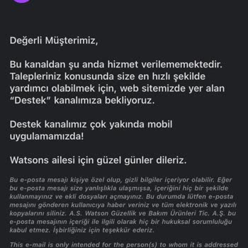 Watsons Onaylamayan Siparişe Çekilen Para