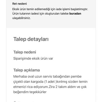 Schafer Kırık Ürün Talep Karşılanmaması